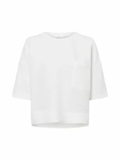 Opus Sweatshirts & Sweatjacken*Damen Kurzarmpullover - Gandro weiß strukturiert