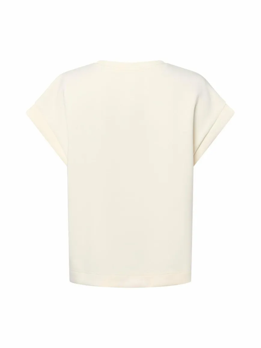 zero Shirts & Tops|Sweatshirts & Sweatjacken*Damen Kurzarm-Sweatshirt ecru uni