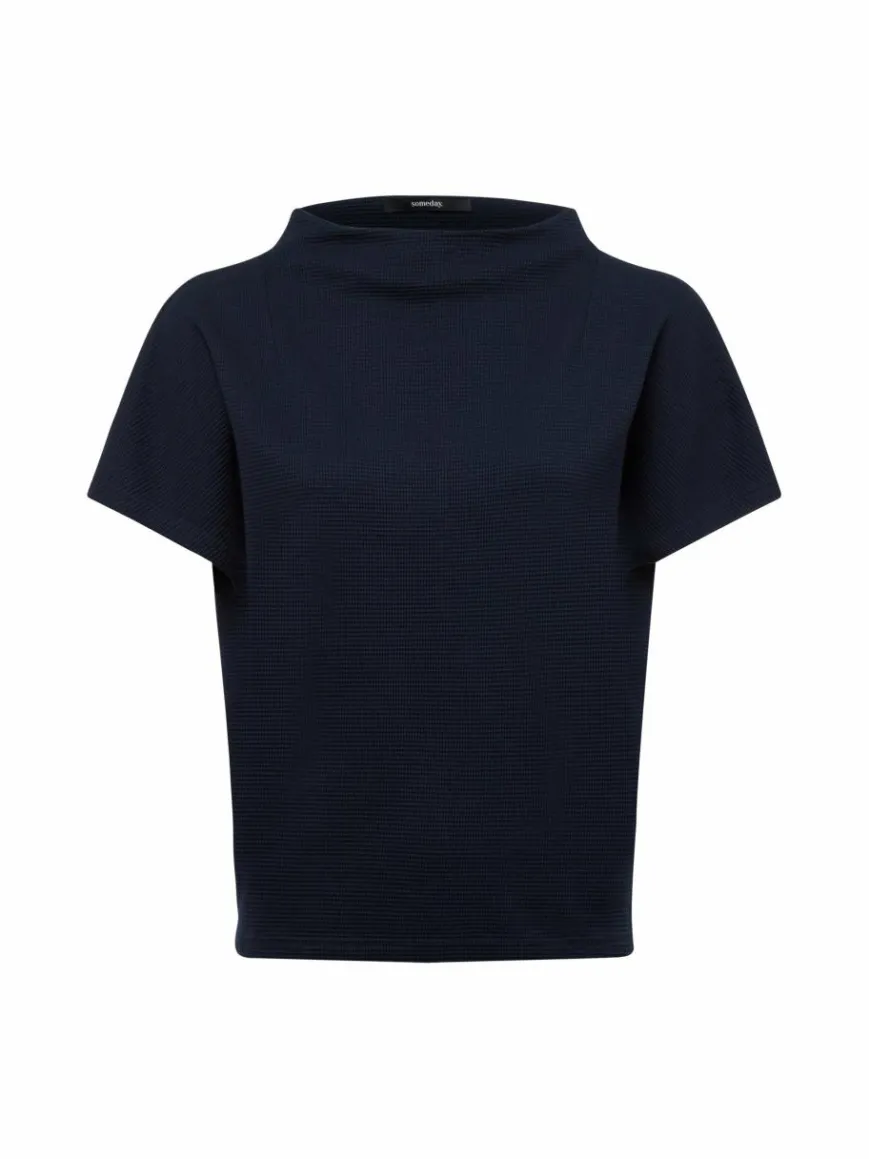 Someday Sweatshirts & Sweatjacken*Damen Kurzarm-Sweatshirt - Kilio marine strukturiert