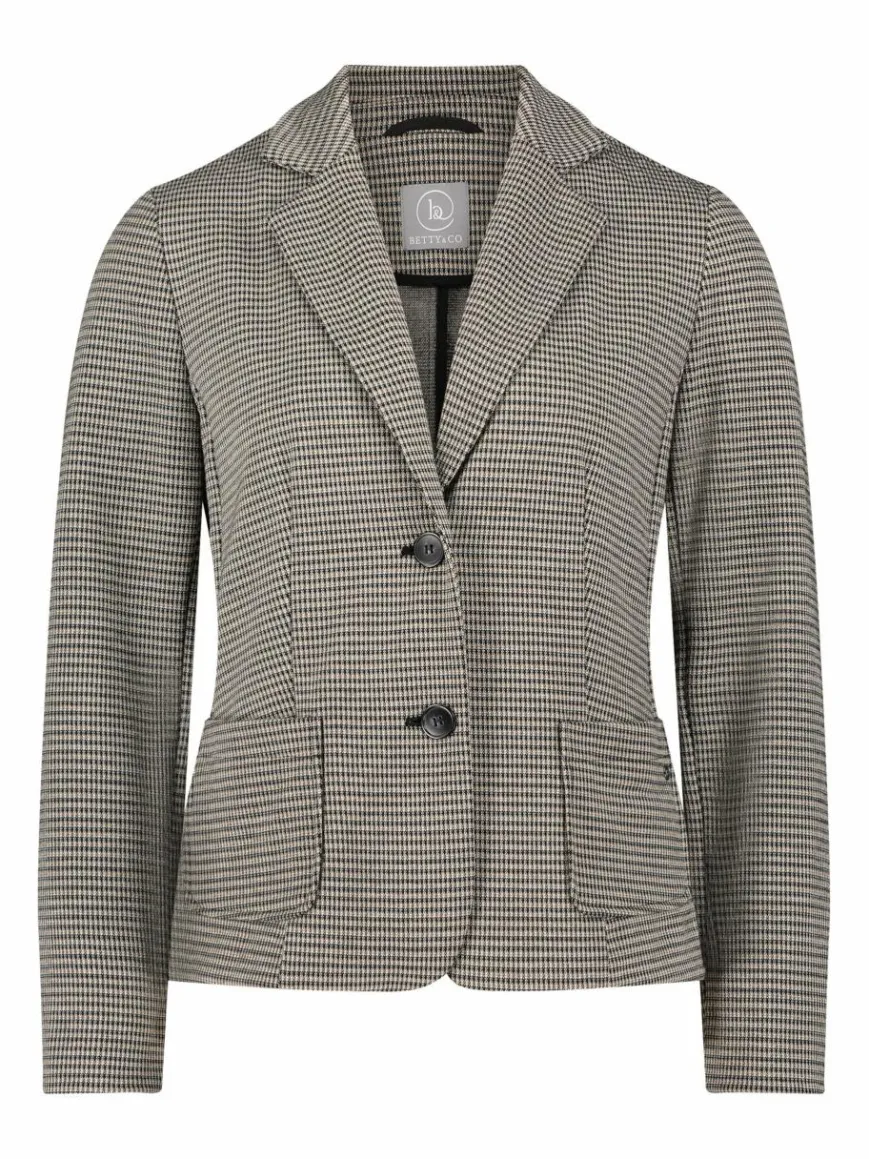 Betty & Co Blazer*Damen Kurzblazer schwarz kariert