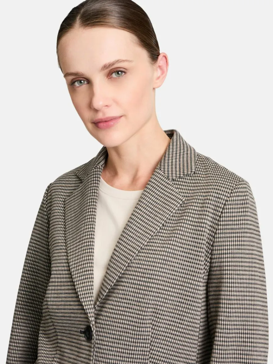 Betty & Co Blazer*Damen Kurzblazer schwarz kariert