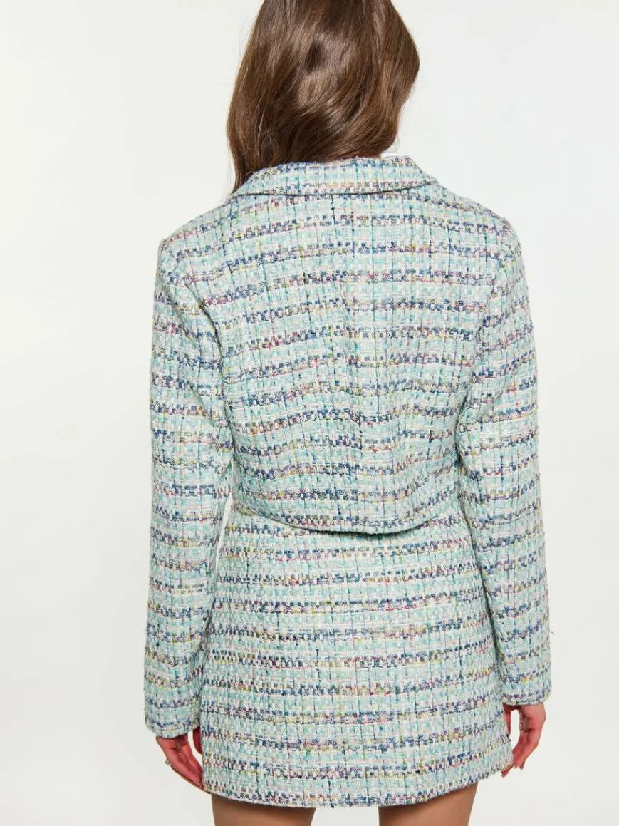 Faina Blazer*Damen Kurzblazer blau gemustert