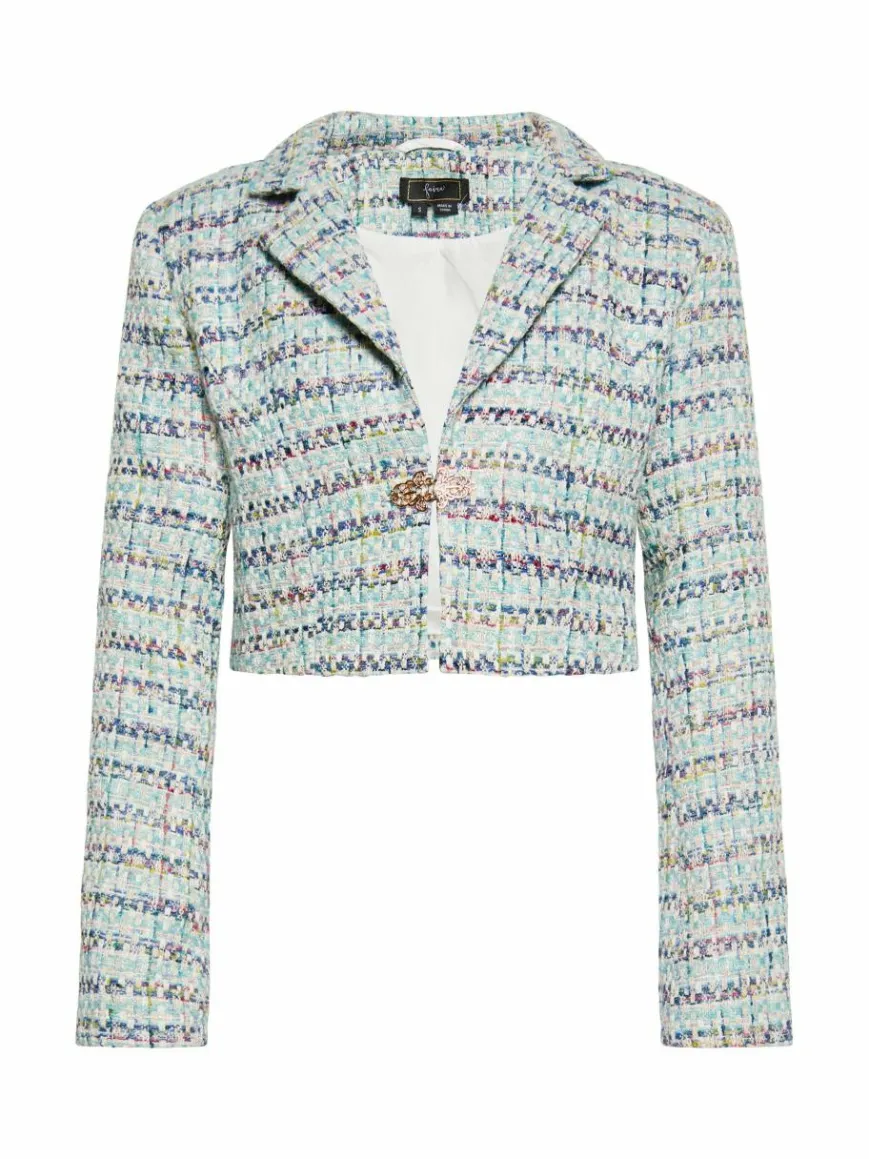 Faina Blazer*Damen Kurzblazer blau gemustert