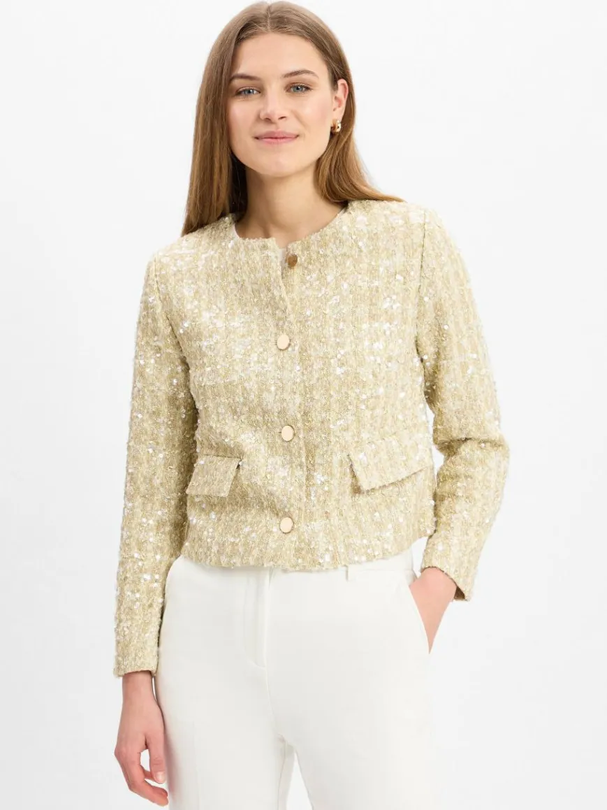 zero Blazer*Damen Kurzblazer gold strukturiert