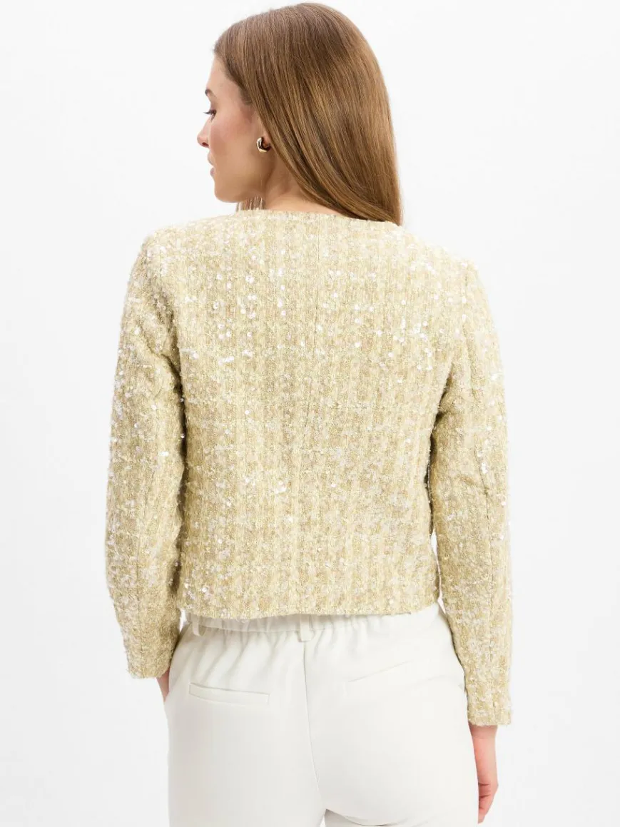 zero Blazer*Damen Kurzblazer gold strukturiert