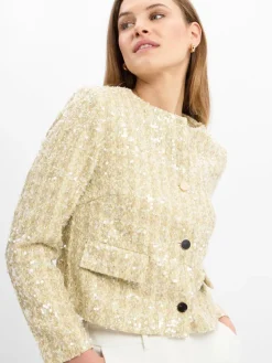 zero Blazer*Damen Kurzblazer gold strukturiert