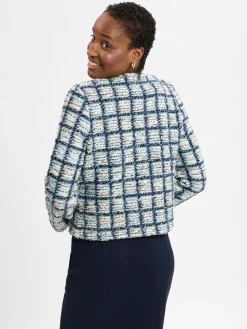 Rich & Royal Blazer*Damen Kurzblazer hellblau ecru strukturiert