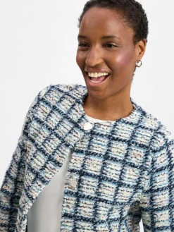 Rich & Royal Blazer*Damen Kurzblazer hellblau ecru strukturiert