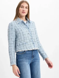 Franco Callegari Collection Blazer*Damen Kurzblazer hellblau schwarz gemustert