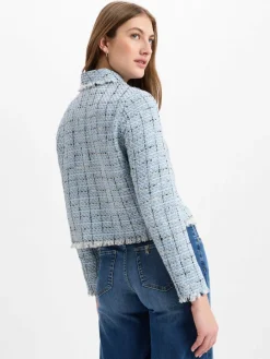 Franco Callegari Collection Blazer*Damen Kurzblazer hellblau schwarz gemustert