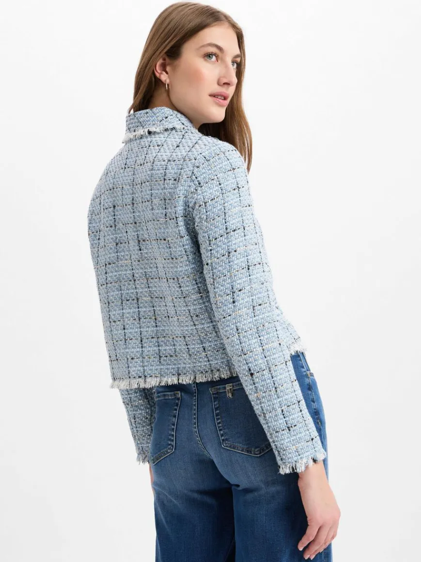 Franco Callegari Collection Blazer*Damen Kurzblazer hellblau schwarz gemustert