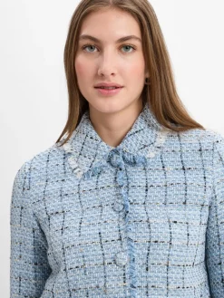 Franco Callegari Collection Blazer*Damen Kurzblazer hellblau schwarz gemustert