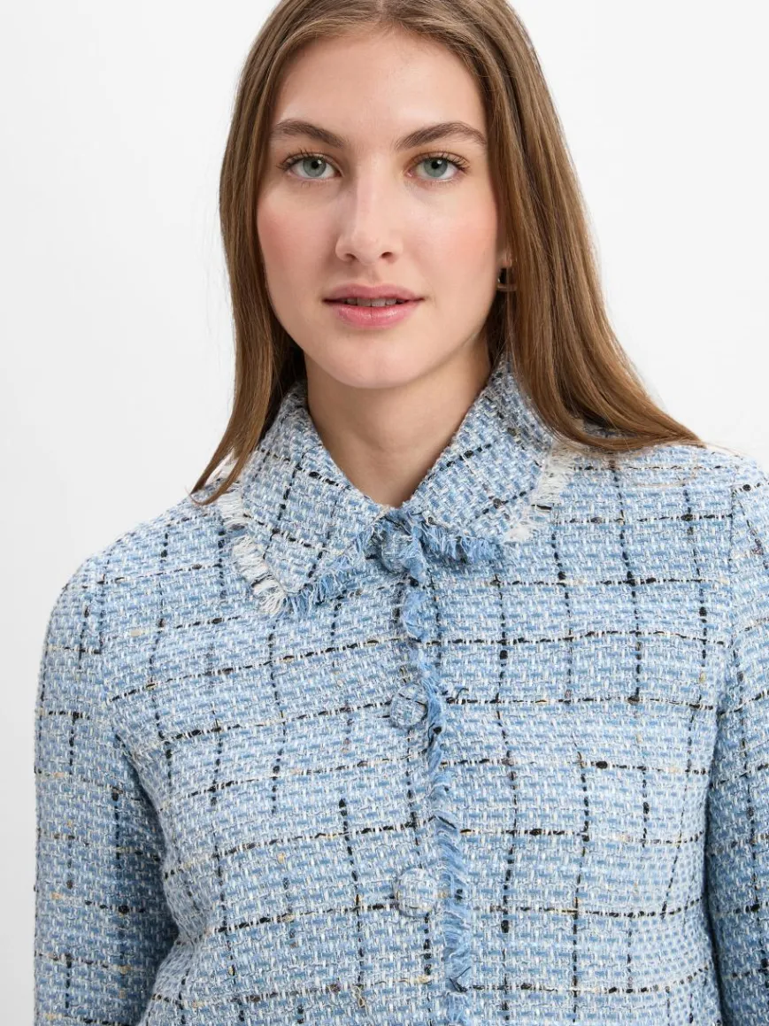 Franco Callegari Collection Blazer*Damen Kurzblazer hellblau schwarz gemustert