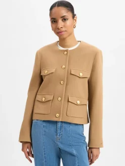 Tommy Hilfiger Blazer*Damen Kurzblazer mit Wollanteil camel uni