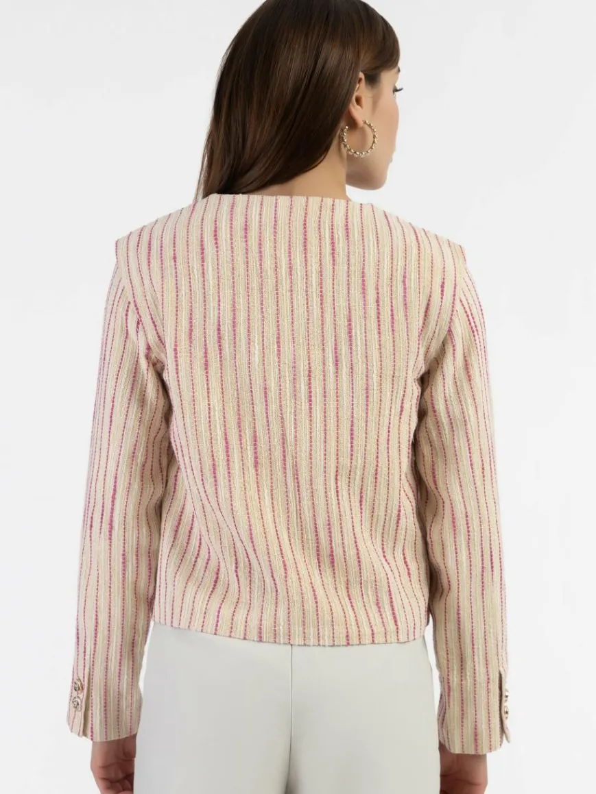 Faina Blazer*Damen Kurze Blazerjacke pink gestreift