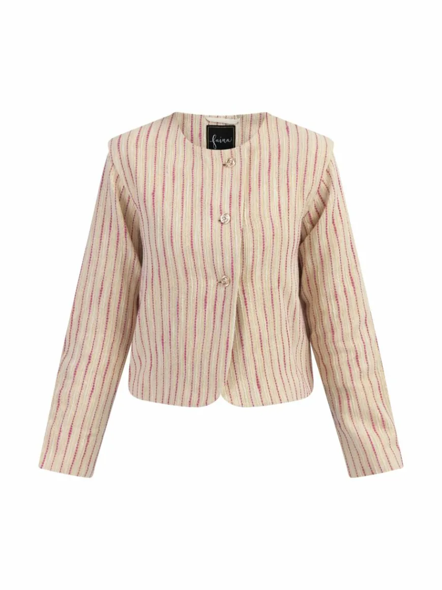 Faina Blazer*Damen Kurze Blazerjacke pink gestreift