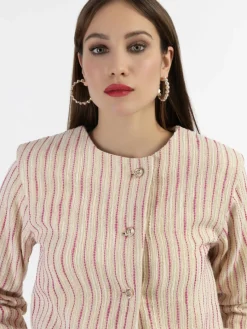 Faina Blazer*Damen Kurze Blazerjacke pink gestreift