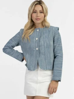 Dreimaster Blazer*Damen Kurze Blazerjacke blau gestreift