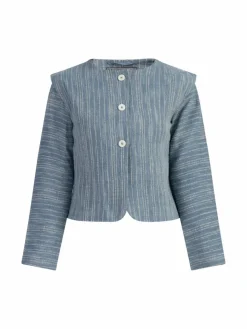 Dreimaster Blazer*Damen Kurze Blazerjacke blau gestreift