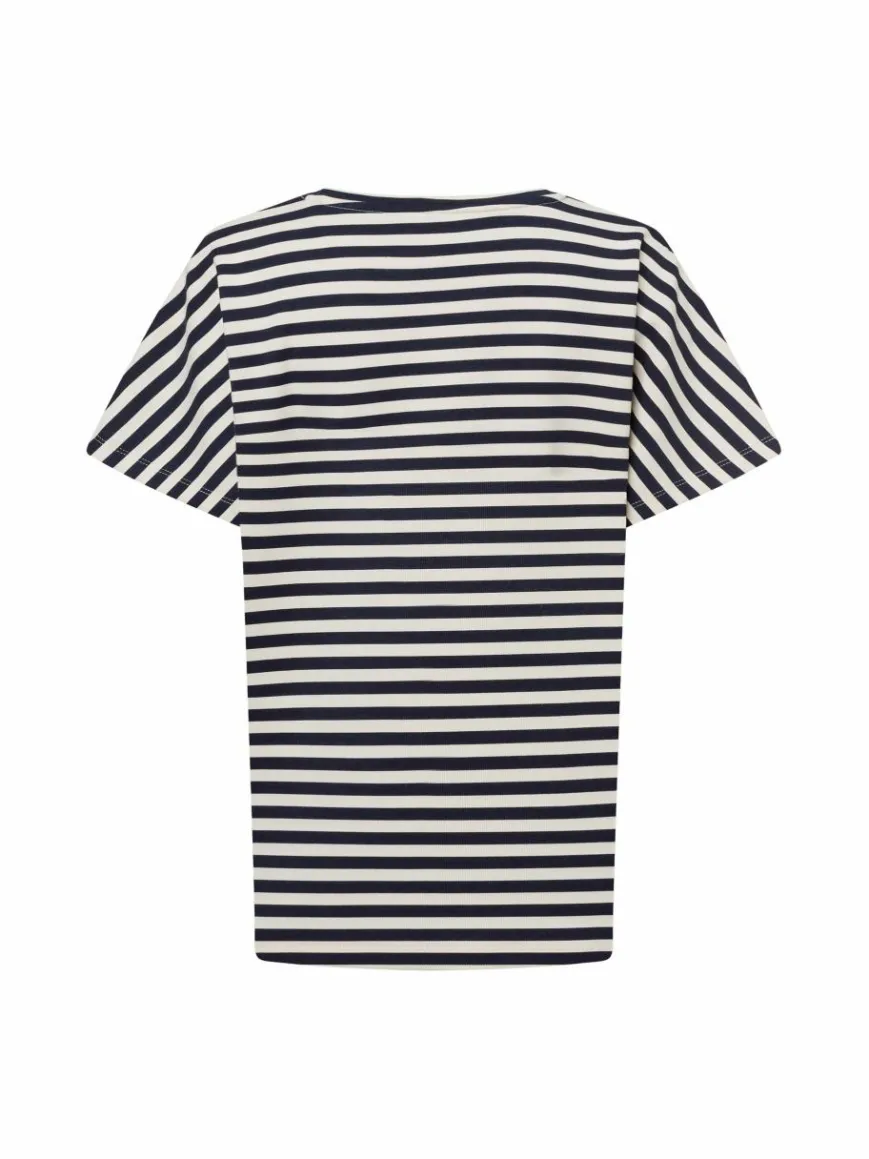 soyaconcept® Sweatshirts & Sweatjacken*Damen Kurzsarm-Sweatshirt - SC-Barni marine ecru gestreift