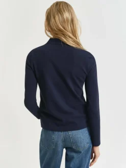 Gant Shirts & Tops*Damen Langarm-Poloshirt marine uni
