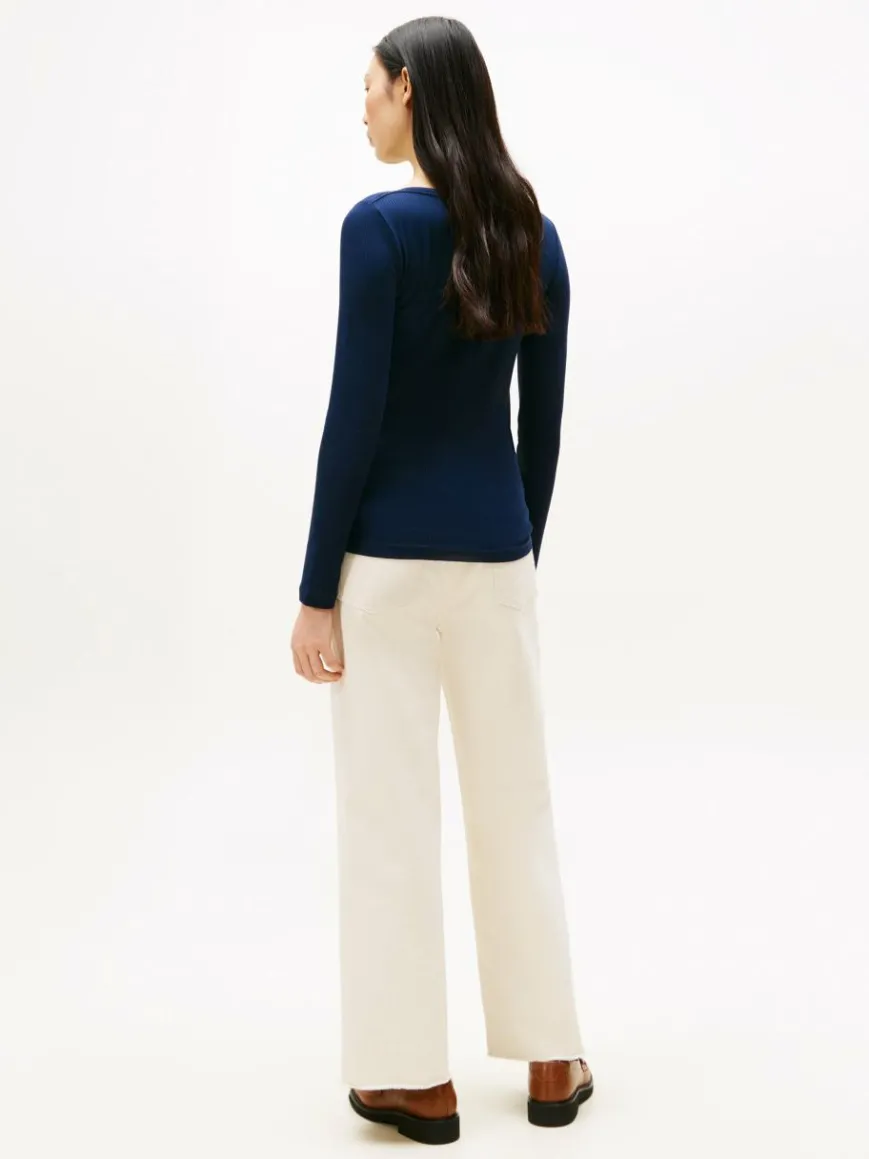 Tommy Hilfiger Shirts & Tops*Damen Langarmshirt marine uni