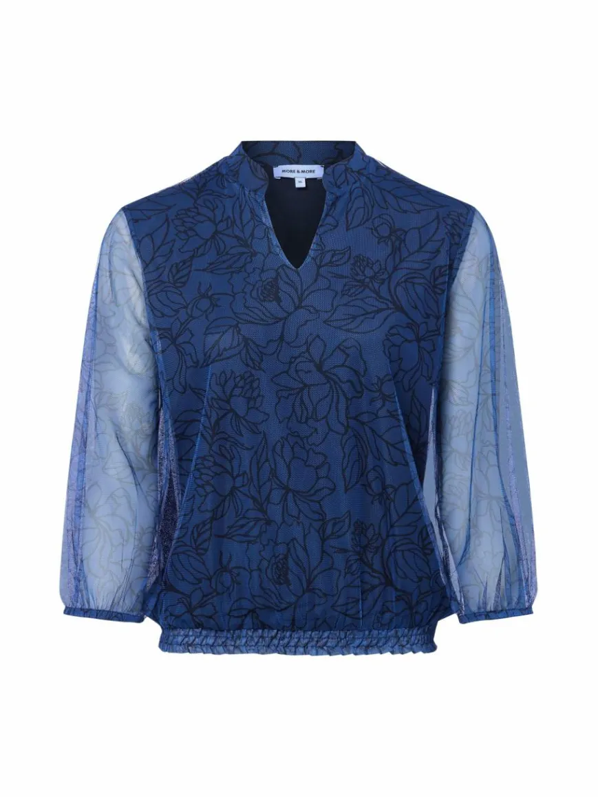 More & More Shirts & Tops*Damen Langarmshirt marine bedruckt