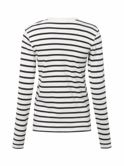 Marie Lund Shirts & Tops*Damen Langarmshirt ecru marine gestreift