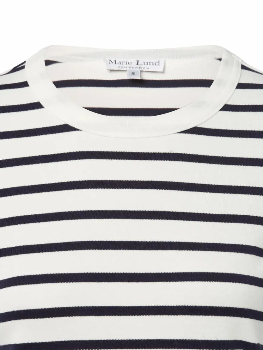 Marie Lund Shirts & Tops*Damen Langarmshirt ecru marine gestreift