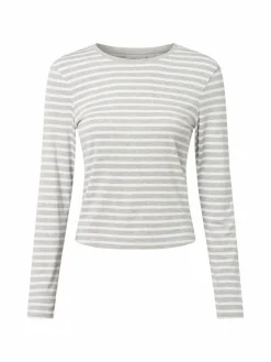 comma casual identity Shirts & Tops*Damen Langarmshirt ecru hellgrau gestreift