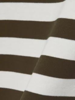 Marie Lund Shirts & Tops*Damen Langarmshirt ecru oliv gestreift