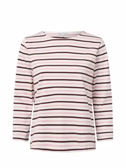 Marie Lund Shirts & Tops*Damen Langarmshirt ecru bordeaux gestreift
