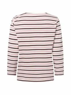 Marie Lund Shirts & Tops*Damen Langarmshirt ecru bordeaux gestreift