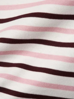 Marie Lund Shirts & Tops*Damen Langarmshirt ecru bordeaux gestreift