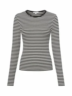 Marie Lund Shirts & Tops*Damen Langarmshirt schwarz ecru gestreift