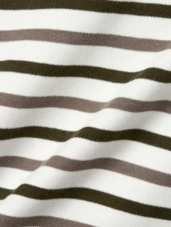 Marie Lund Shirts & Tops*Damen Langarmshirt ecru khaki gestreift