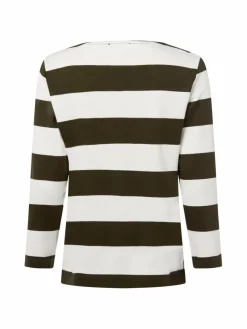 Marie Lund Shirts & Tops*Damen Langarmshirt ecru oliv gestreift