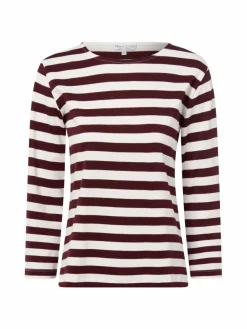 Marie Lund Shirts & Tops*Damen Langarmshirt ecru bordeaux gestreift
