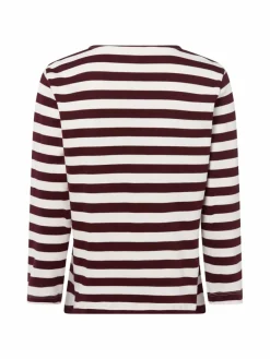 Marie Lund Shirts & Tops*Damen Langarmshirt ecru bordeaux gestreift