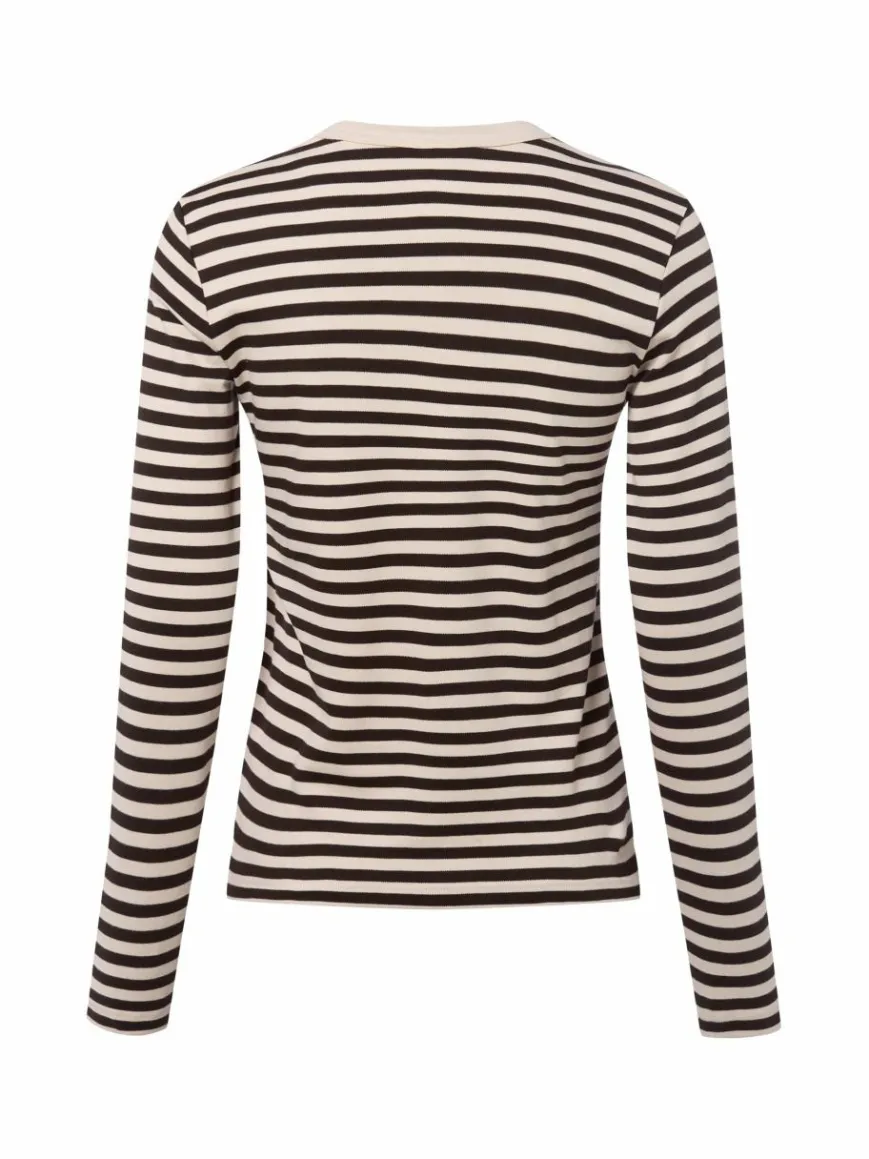 Marie Lund Shirts & Tops*Damen Langarmshirt beige schoko gestreift