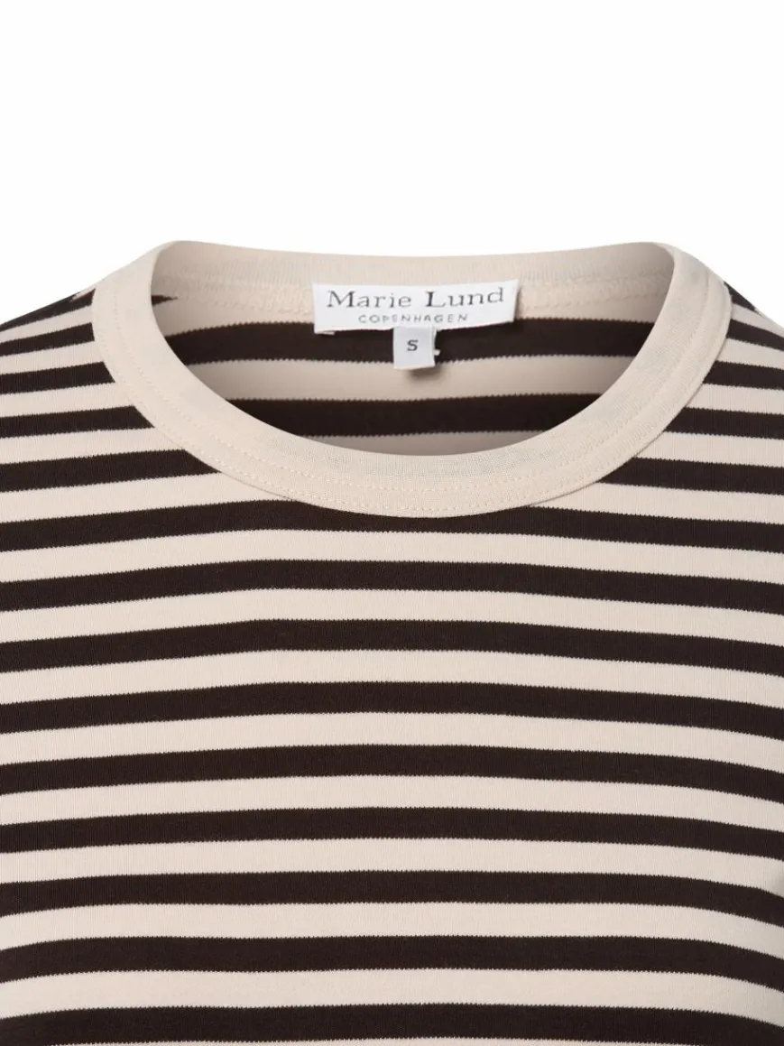 Marie Lund Shirts & Tops*Damen Langarmshirt beige schoko gestreift