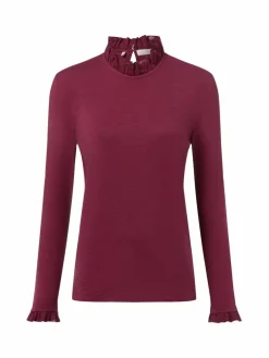 Rich & Royal Shirts & Tops*Damen Langarmshirt bordeaux uni