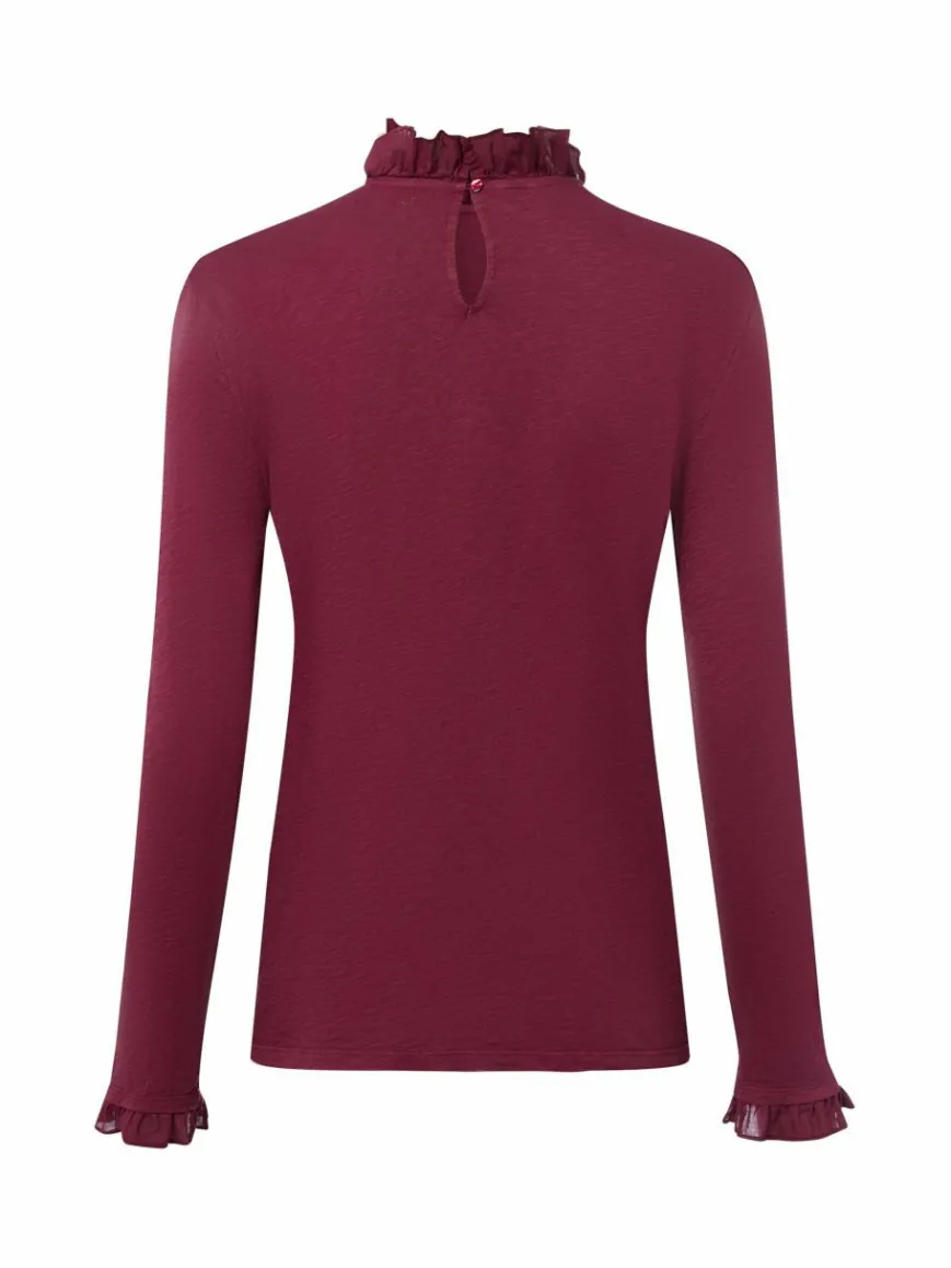Rich & Royal Shirts & Tops*Damen Langarmshirt bordeaux uni