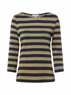 More & More Shirts & Tops*Damen Langarmshirt marine khaki gestreift