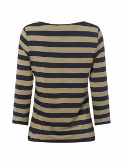 More & More Shirts & Tops*Damen Langarmshirt marine khaki gestreift