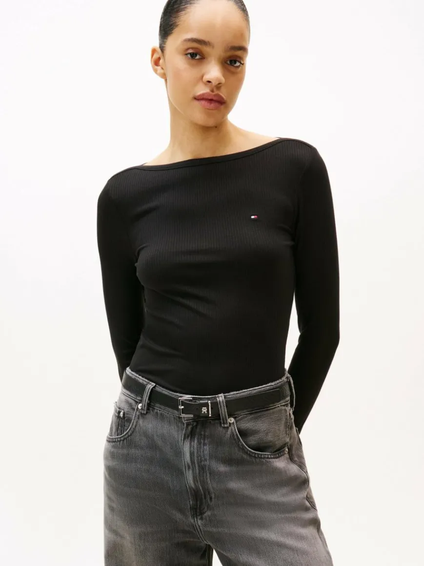 Tommy Hilfiger Shirts & Tops*Damen Langarmshirt schwarz uni