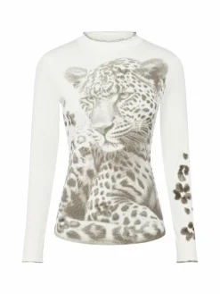 Marc Cain Sports Shirts & Tops*Damen Langarmshirt weiß khaki bedruckt