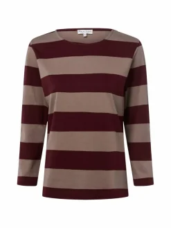Marie Lund Shirts & Tops*Damen Langarmshirt nougat bordeaux gestreift