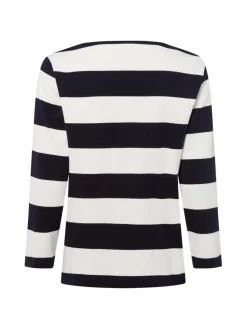 Marie Lund Shirts & Tops*Damen Langarmshirt ecru marine gestreift