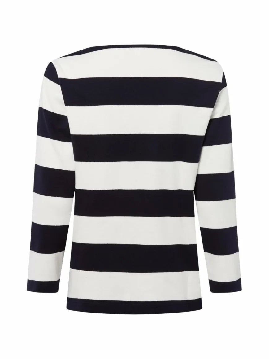 Marie Lund Shirts & Tops*Damen Langarmshirt ecru marine gestreift